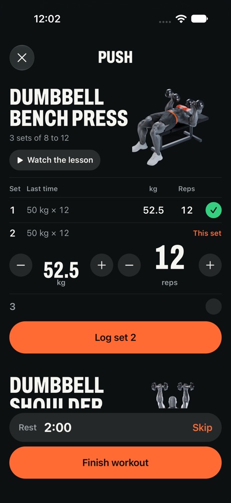 Logging a set in the app